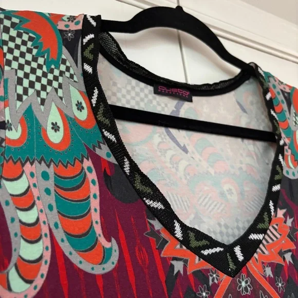 Custo Barcelona Dress Size Medium Abstract Boho 90s Y2K Knee Length Artsy V-Neck - Picture 4 of 16